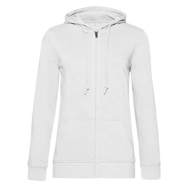 Weiße Kapuzenjacke mit durchgehendem Reißverschluss, Kordelzug und Kängurutasche