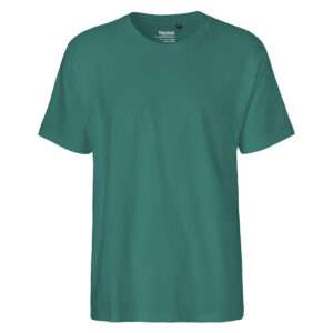 Unifarbenes petrolfarbenes T‑Shirt mit Rundhals, Frontansicht