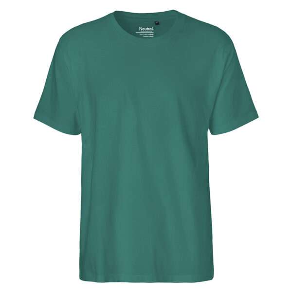 Unifarbenes petrolfarbenes T‑Shirt mit Rundhals, Frontansicht