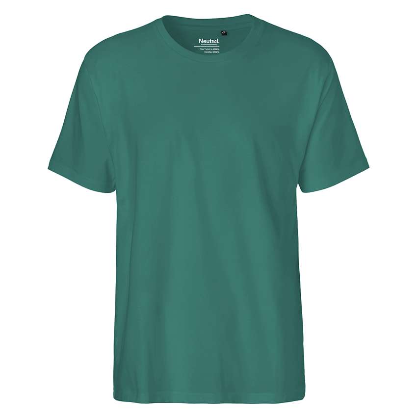 Unifarbenes petrolfarbenes T‑Shirt mit Rundhals, Frontansicht